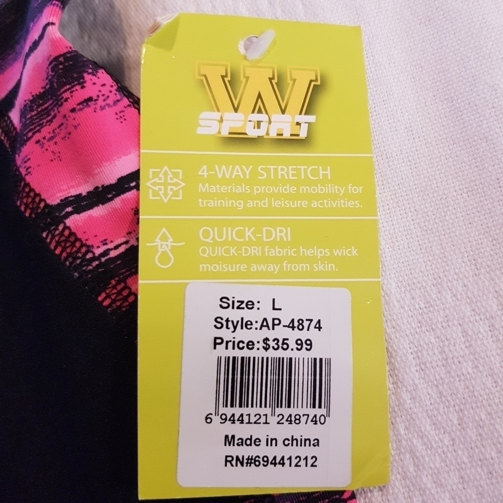 W Sport girls size Large capri leggings black & pink NWT - Picture 3 of 4